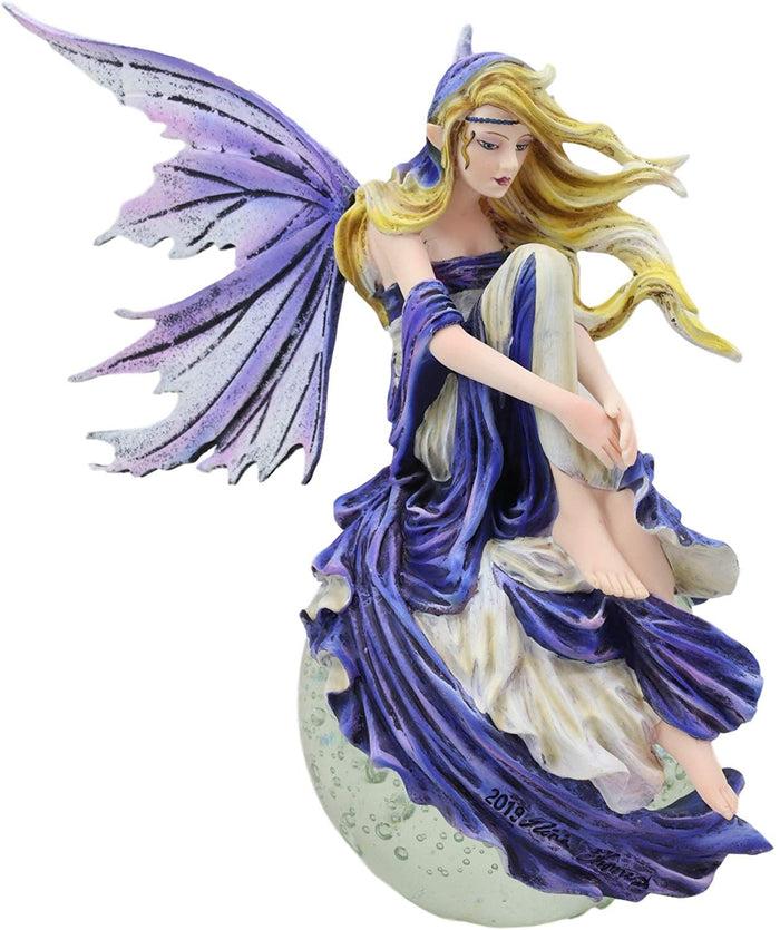 Ebros Gift Ebros Blonde Fairy Sitting On Lunar Full Moon Statue 8.5" Tall By Nene Thomas