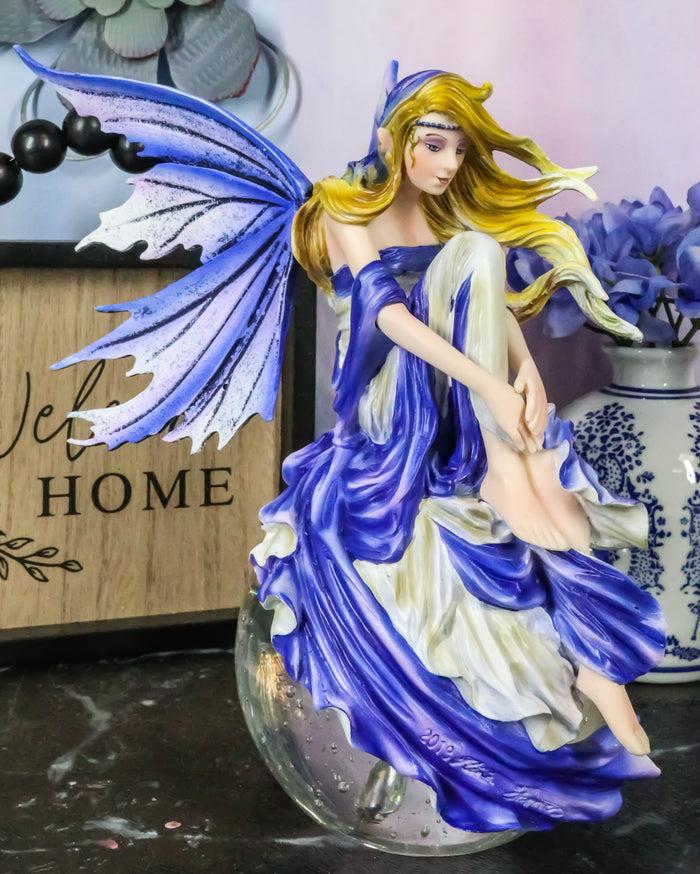 ebros gift Ebros Blonde Fairy Sitting On Lunar Full Moon Statue 8.5" Tall by Nene Thomas