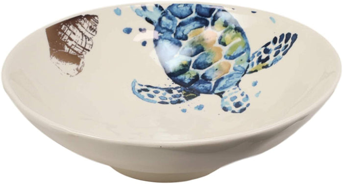 Ebros Gift Ebros Blue And White Sea Turtle Ceramic Dinnerware (Soup Noodle Bowl 46oz 2pcs)