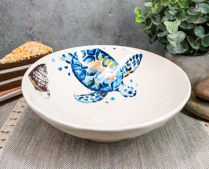 Ebros Gift Ebros Blue And White Sea Turtle Ceramic Dinnerware (Soup Noodle Bowl 46oz 2pcs)