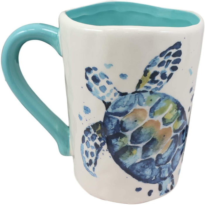 Ebros Gift Ebros Blue And White Sea Turtle Ceramic Dinnerware (Drinking Cup Mug 1 PC)