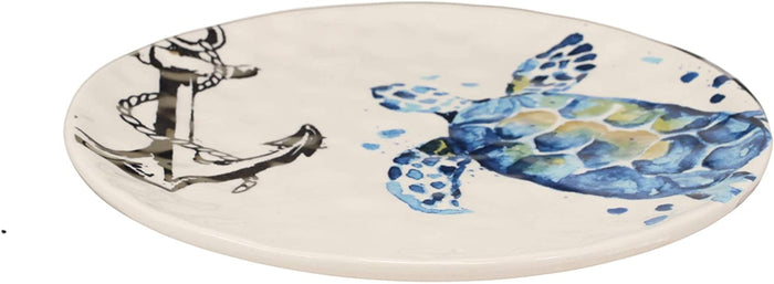 ebros gift Ebros Blue And White Sea Turtle Ceramic Dinnerware (Salad Appetizer Plate 1)