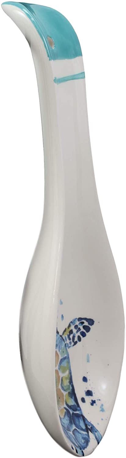 Ebros Gift Ebros Blue And White Sea Turtle Ceramic Dinnerware (Kitchen Spoon Rest 1 PC)