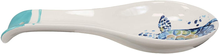 Ebros Gift Ebros Blue And White Sea Turtle Ceramic Dinnerware (Kitchen Spoon Rest 1 PC)