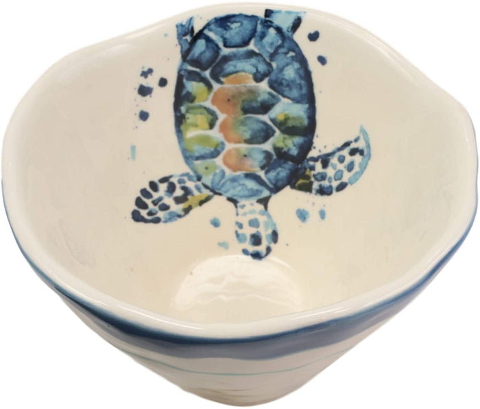 Ebros Gift Ebros Blue And White Sea Turtle Ceramic Dinnerware (Small Soup Bowl Set Of 2)