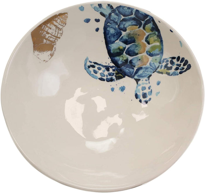 Ebros Gift Ebros Blue And White Sea Turtle Ceramic Dinnerware (Soup Noodle Bowl 46oz 1)
