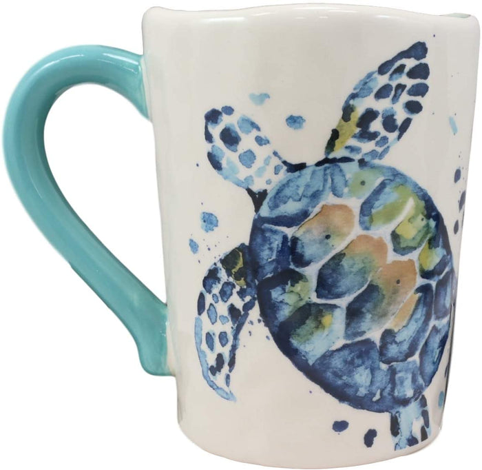 Ebros Gift Ebros Blue And White Sea Turtle Ceramic Dinnerware (Drinking Cup Mug Set Of 2)