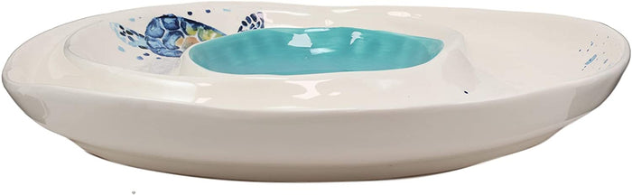 Ebros Gift Ebros Blue And White Sea Turtle Ceramic Dinnerware (Chips & Salsa Plate 1)