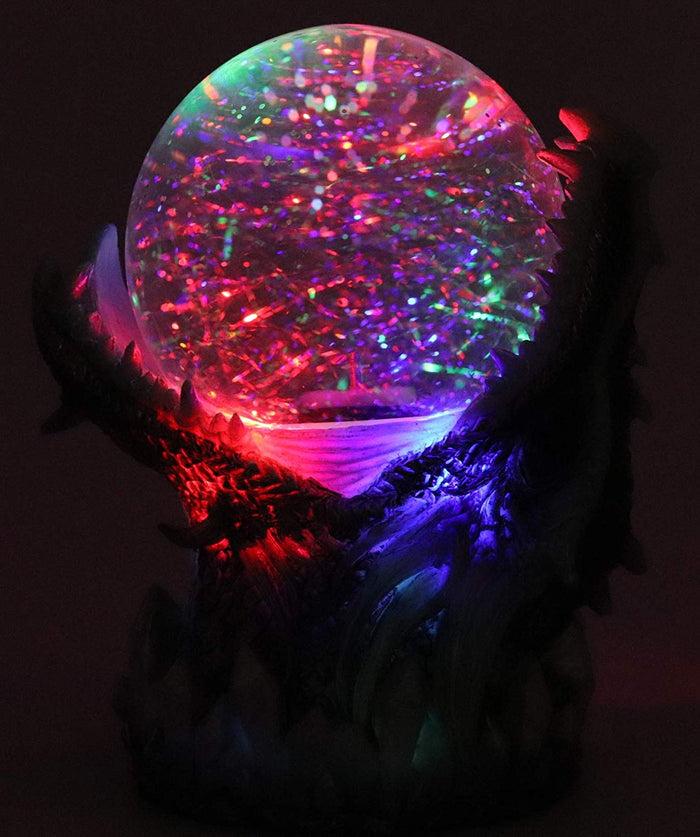 Ebros Gift Ebros Blue Frost Dragon LED Night Light Glitter Sparkle Water Globe Storm Ball