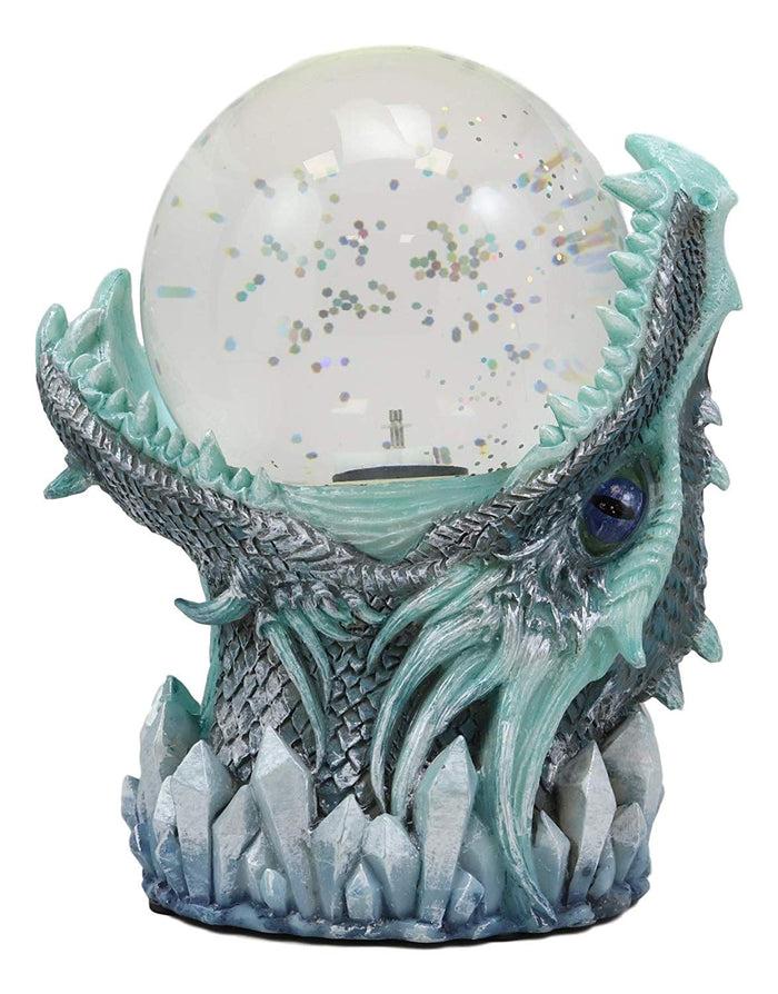Ebros Gift Ebros Blue Frost Dragon LED Night Light Glitter Sparkle Water Globe Storm Ball