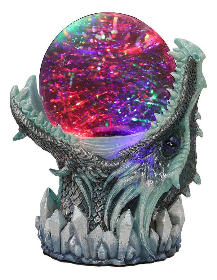ebros gift Ebros Blue Frost Dragon LED Night Light Glitter Sparkle Water Globe Storm Ball