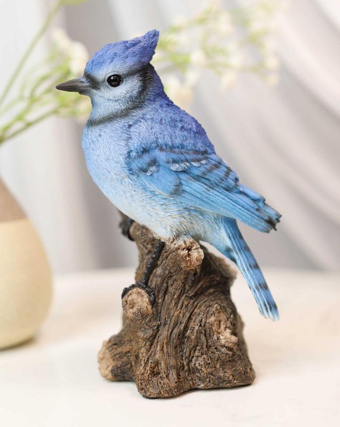 ebros gift Ebros Blue Jay Perching on Branch with Motion Activated Bird Sound Figurine