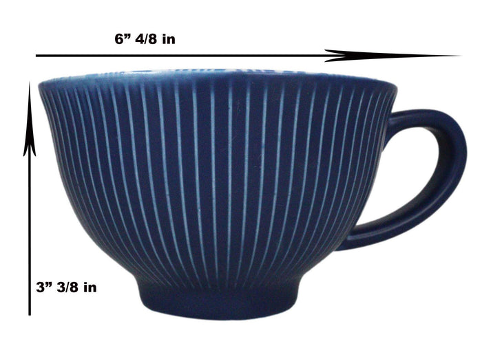 Ebros Gift Ebros Blue Vintage Victorian Botanic Floral Design Large Porcelain 19oz 5.25" Diameter Mug Cup With Handle (Palm Leaves 1)
