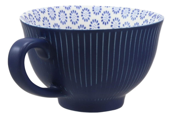 Ebros Gift Ebros Blue Vintage Victorian Botanic Floral Design Large Porcelain 19oz 5.25" Diameter Mug Cup With Handle (Sunflower Blooms 1)