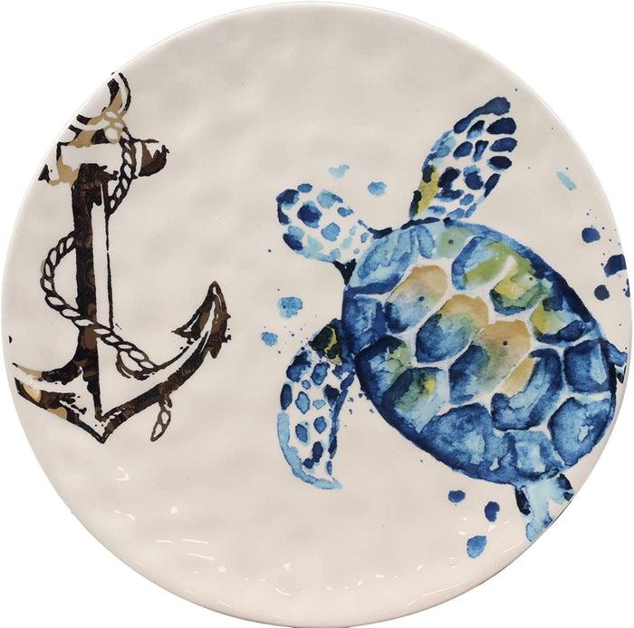 Ebros Gift Ebros Blue & White Sea Turtle Ceramic Dinnerware (Salad Appetizer Plate 2 PCS)