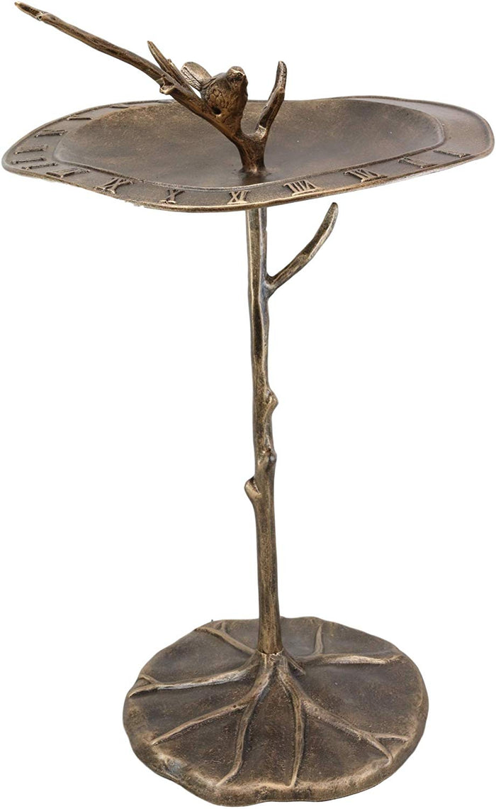 Ebros Gift Ebros Bluebird Perching On Twig Bird Bath Sundial Garden Decor 2 Feet Height