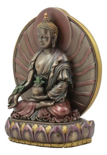 Ebros Gift Ebros Bodhisattva Bhaisajyaguru Medicine Buddha Meditating On Lotus Throne 6"H
