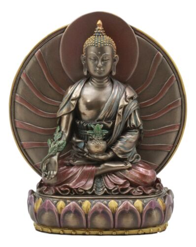 Ebros Gift Ebros Bodhisattva Bhaisajyaguru Medicine Buddha Meditating On Lotus Throne 6"H