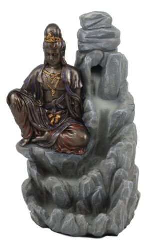 Ebros Gift Ebros Bodhisattva Kuan Yin Buddha Backflow Incense Burner Statue 7.5"H