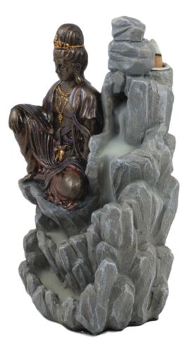 Ebros Gift Ebros Bodhisattva Kuan Yin Buddha Backflow Incense Burner Statue 7.5"H