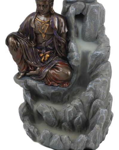 Ebros Gift Ebros Bodhisattva Kuan Yin Buddha Backflow Incense Burner Statue 7.5"H
