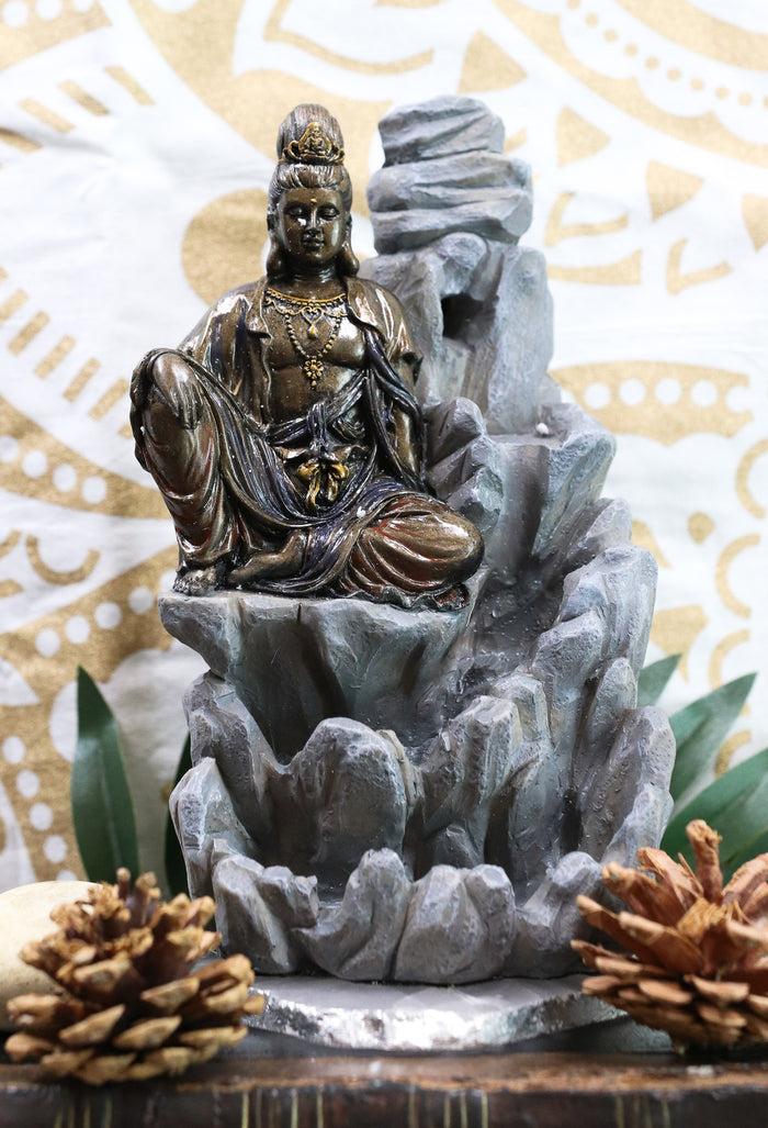 ebros gift Ebros Bodhisattva Kuan Yin Buddha Backflow Incense Burner Statue 7.5"H