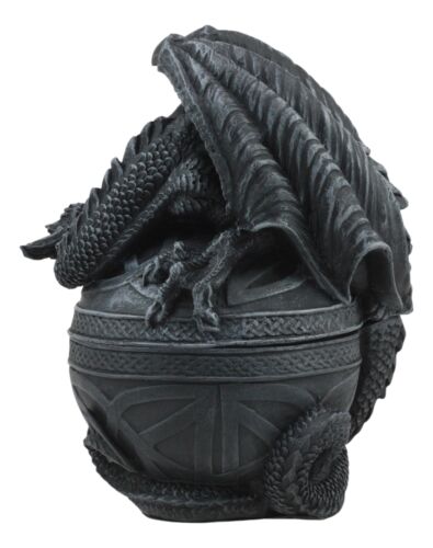 Ebros Gift Ebros Bone Collector Celtic Druid Dragon Sitting On Gyrosphere Orb Jewelry Box Statue