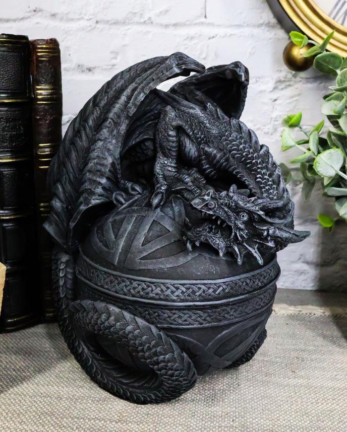 ebros gift Ebros Bone Collector Celtic Druid Dragon Sitting On Gyrosphere Orb Jewelry Box Statue