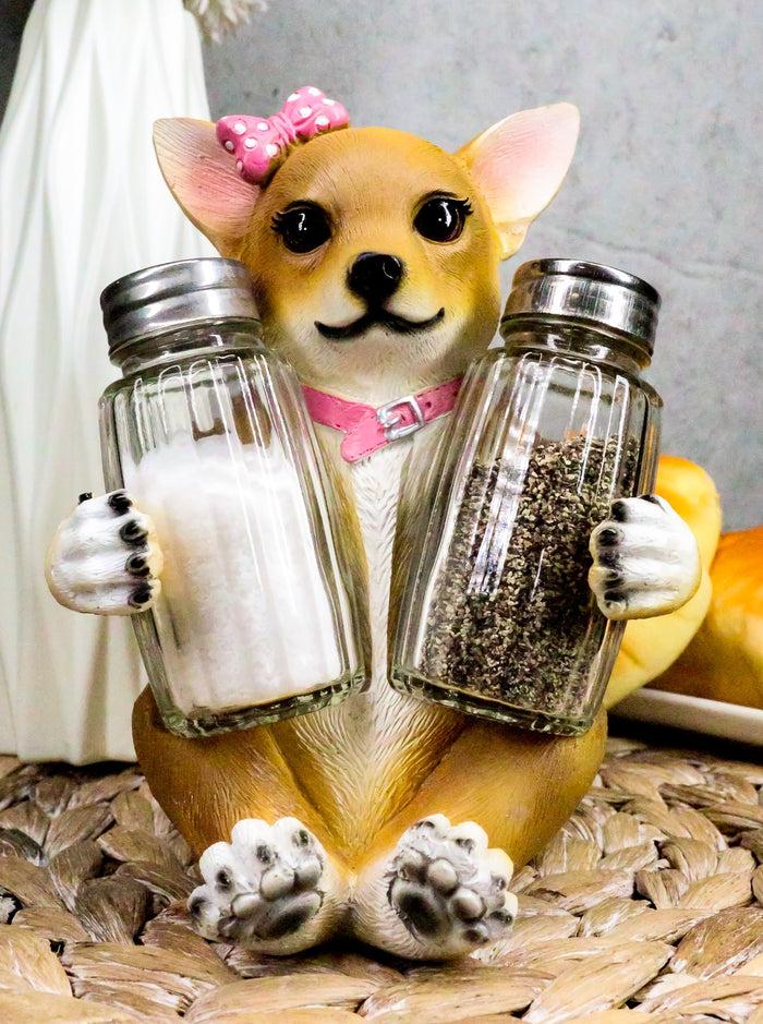 ebros gift Ebros Bonita Pretty In Pink Girl Chihuahua Dog Salt And Pepper Shakers Holder