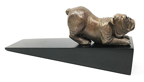 Ebros Gift Ebros Brass Made Crouching Muscular Bulldog Door Stop Stopper Wedge Home Decor