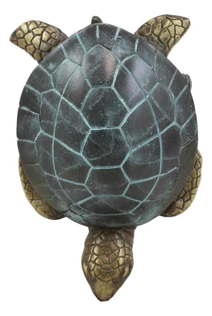 Ebros Gift Ebros Brass Metal Two Tone Verdi Green And Bronze Color Nautical Giant Sea Turtle Tiki Door Knocker 6" High Symbol Of Fortune And Longevity Decorative Coastal Ocean Surf Turtles Sculpture