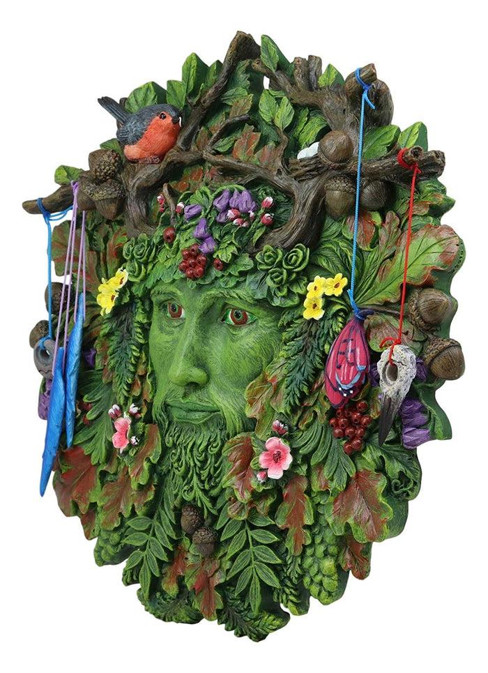 Ebros Gift Ebros Brigid Ashwood Colorful Nature Spirit God Celtic Greenman Hanging Wall Decor Plaque 12" High Wiccan Tree Of Life Forest Tree Ent Decorative Sculpture Mythical Fantasy Cernunnos Horned God