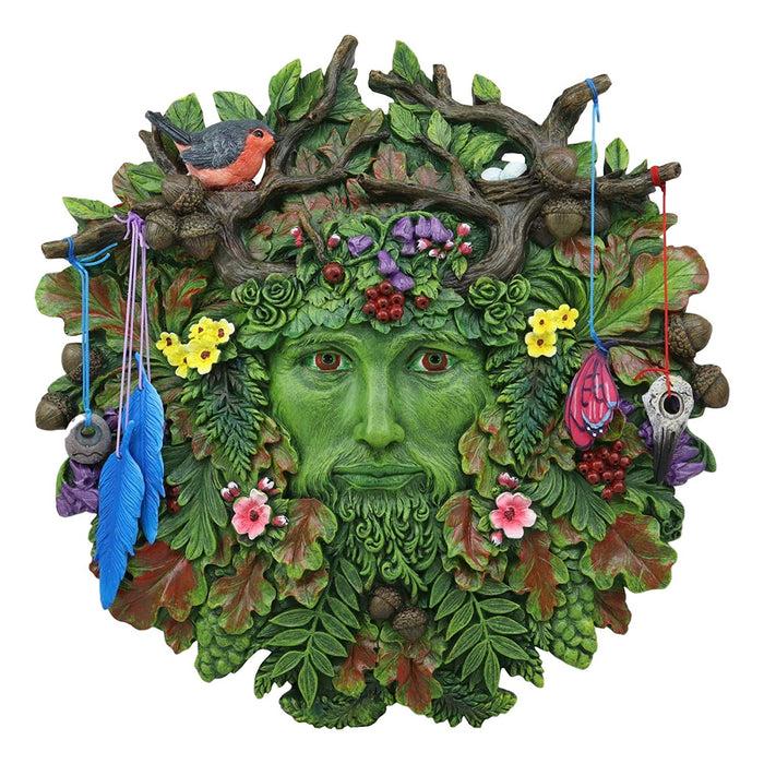 ebros gift Ebros Brigid Ashwood Colorful Nature Spirit God Celtic Greenman Hanging Wall Decor Plaque 12" High Wiccan Tree of Life Forest Tree Ent Decorative Sculpture Mythical Fantasy Cernunnos Horned God