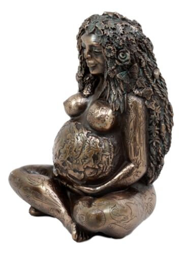 Ebros Gift Ebros Bronze Millennial Gaia Earth Mother Goddess Te Fiti Statue 7"H Oberon Zell