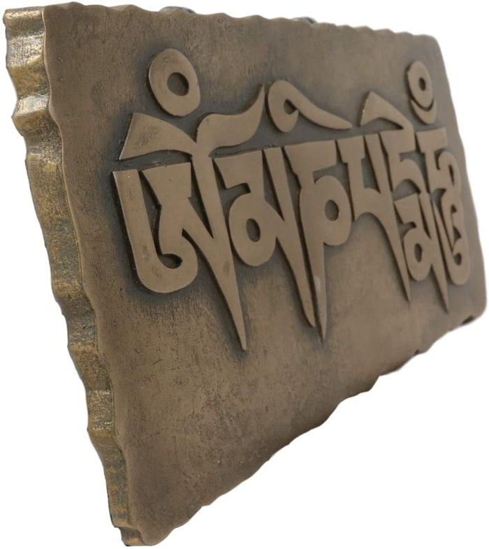 Ebros Gift Ebros Bronze Om Mani Padme Hum Tibetan Script Plaque Wall Decoration