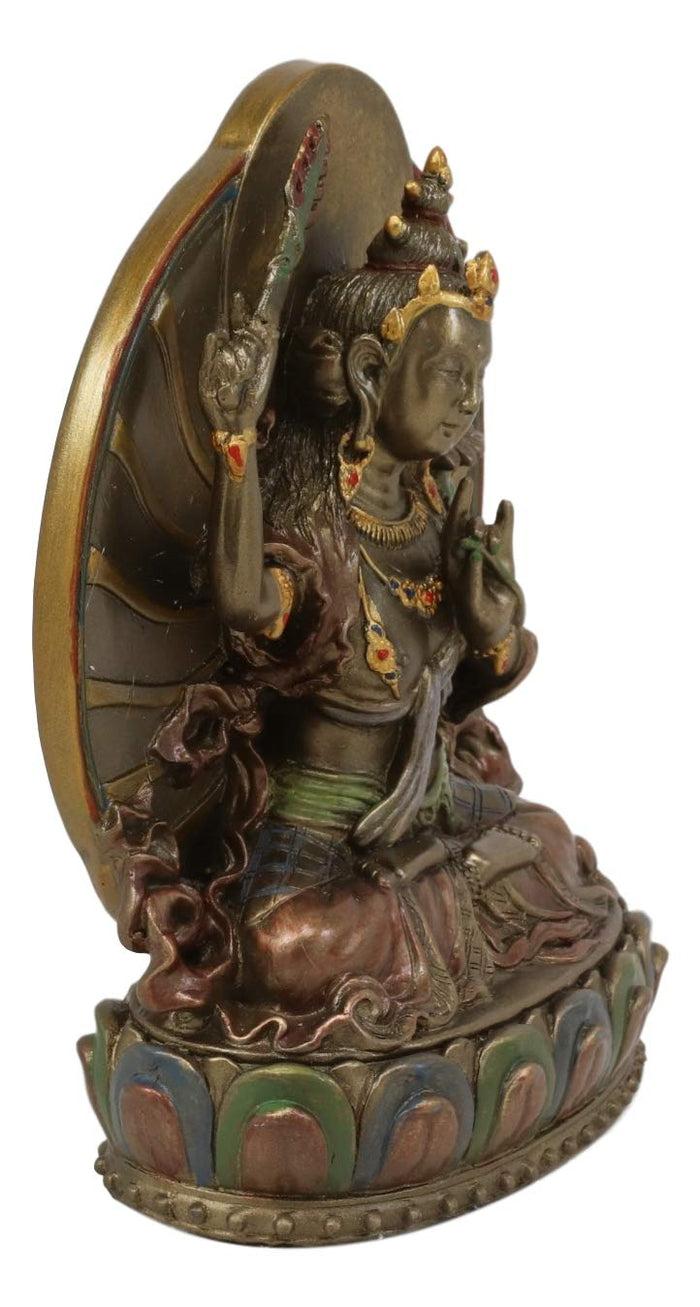Ebros Gift Ebros Bronze Patina Buddha Bodhisattva Manjushri Sitting On Lotus Throne Statue 6.25" Tall