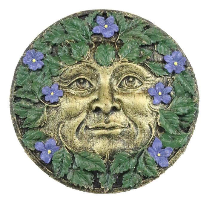 Ebros Gift Ebros Bronzed Blooming Foliage Spring Celtic Greenman Wall Decor Periwinkle Flowers
