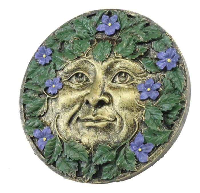Ebros Gift Ebros Bronzed Blooming Foliage Spring Celtic Greenman Wall Decor Periwinkle Flowers
