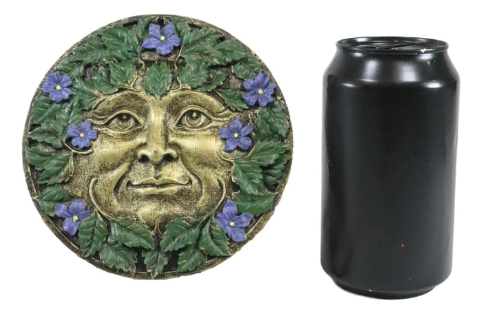 Ebros Gift Ebros Bronzed Blooming Foliage Spring Celtic Greenman Wall Decor Periwinkle Flowers