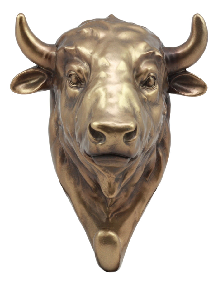 Ebros Gift Ebros Bronzed Charging Bull Bust Wall Hook Hanger Animal Safari Trophy Taxidermy Decor