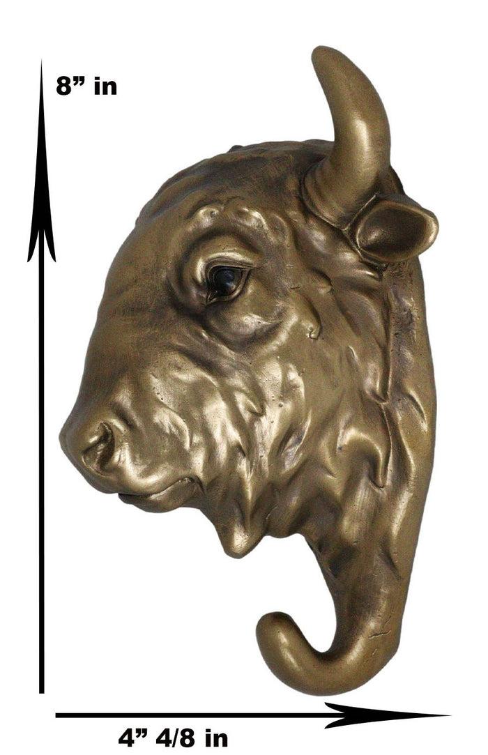 Ebros Gift Ebros Bronzed Charging Bull Bust Wall Hook Hanger Animal Safari Trophy Taxidermy Decor