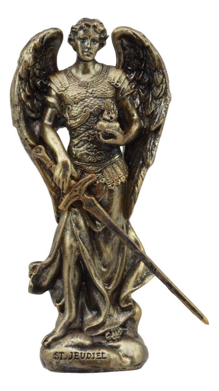 Ebros Gift Ebros Bronzed Greek Orthodox Christian Church Archangel Of The Angelic Council Statue 5" Tall Figurine (Jehudiel The Laudation Of God)