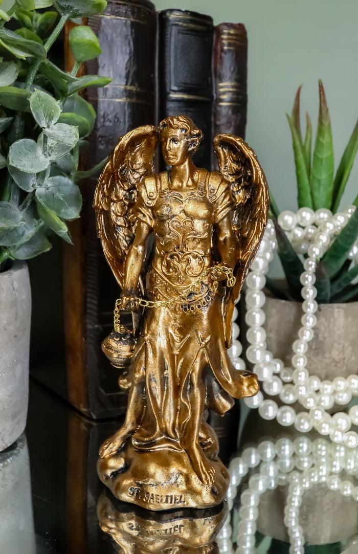 Ebros Gift Ebros Bronzed Greek Orthodox Christian Church Archangel Of The Angelic Council Statue 5" Tall Figurine (Sealtiel The Prayer Of God)
