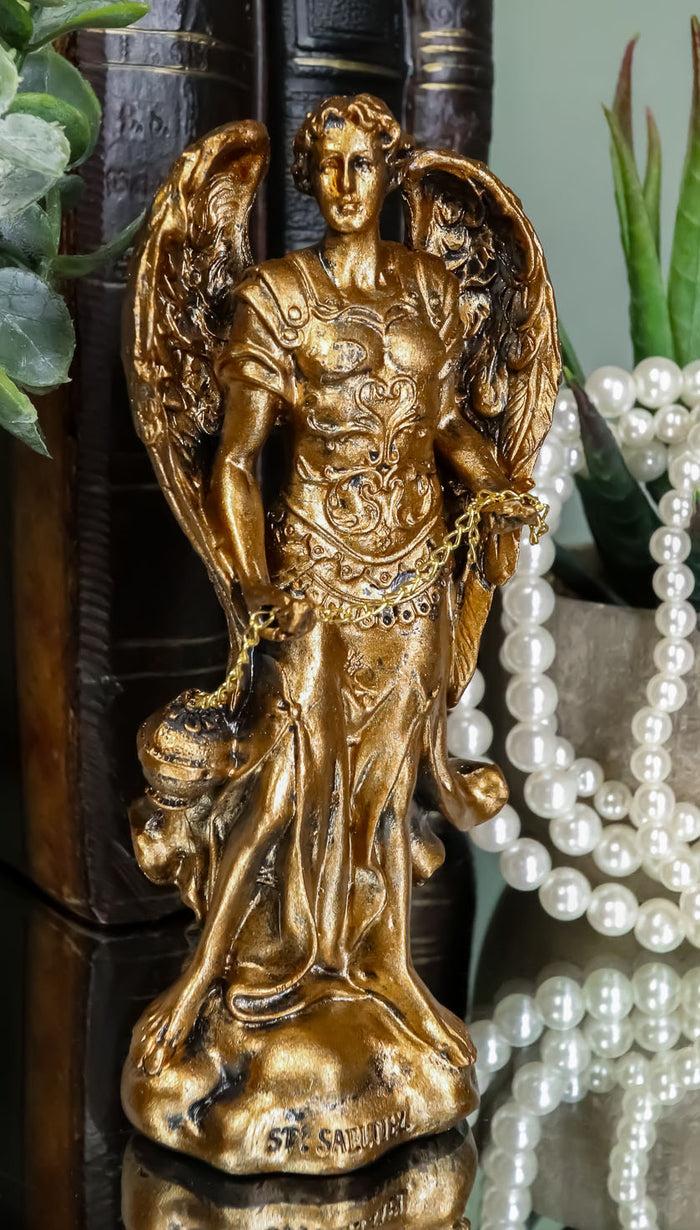 ebros gift Ebros Bronzed Greek Orthodox Christian Church Archangel Of The Angelic Council Statue 5" Tall Figurine (Sealtiel The Prayer Of God)