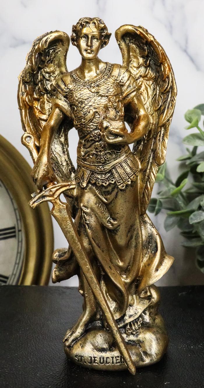 ebros gift Ebros Bronzed Greek Orthodox Christian Church Archangel Of The Angelic Council Statue 5" Tall Figurine (Jehudiel The Laudation Of God)