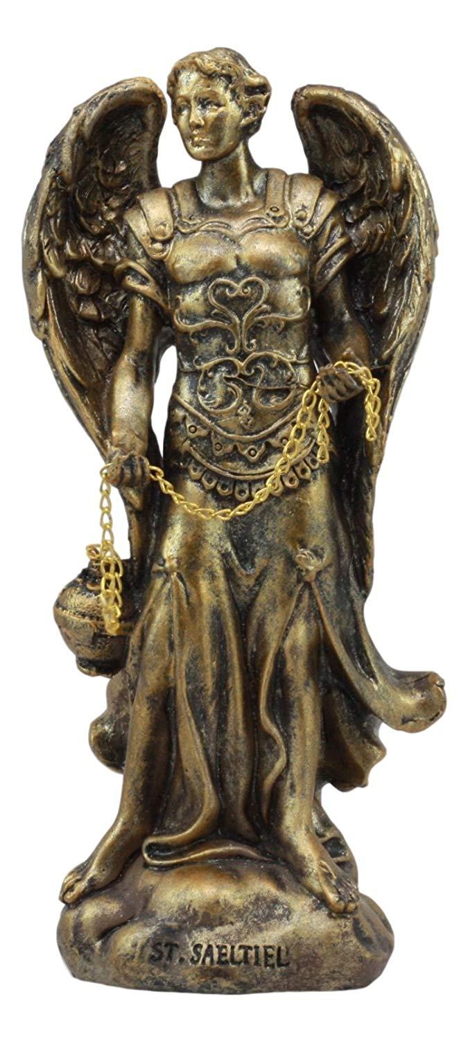 Ebros Gift Ebros Bronzed Greek Orthodox Christian Church Archangel Of The Angelic Council Statue 5" Tall Figurine (Sealtiel The Prayer Of God)