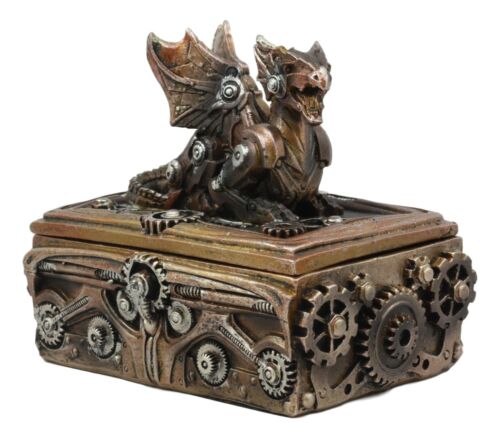 Ebros Gift Ebros Bronzed Steampunk Cyborg Dragon Jewelry Box Figurine 9.5"L Robotic Serpentine