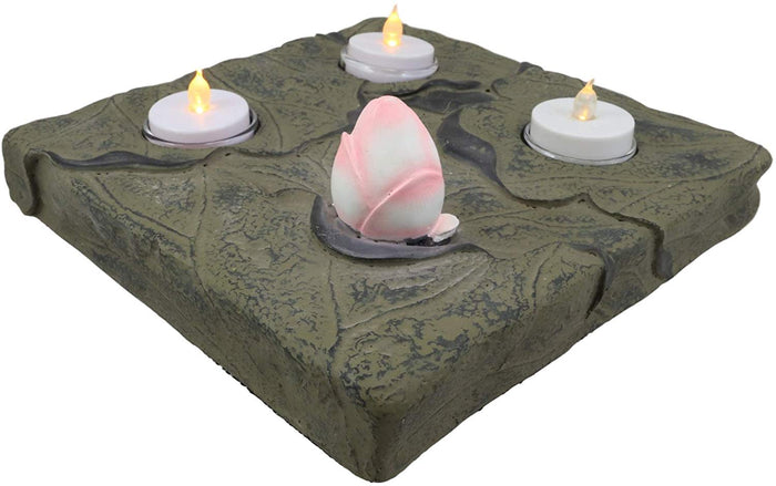 Ebros Gift Ebros Buddha Lotus Flower On Lily Leaf Pads Trio Tea Light Votive Candle Holders