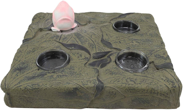 Ebros Gift Ebros Buddha Lotus Flower On Lily Leaf Pads Trio Tea Light Votive Candle Holders
