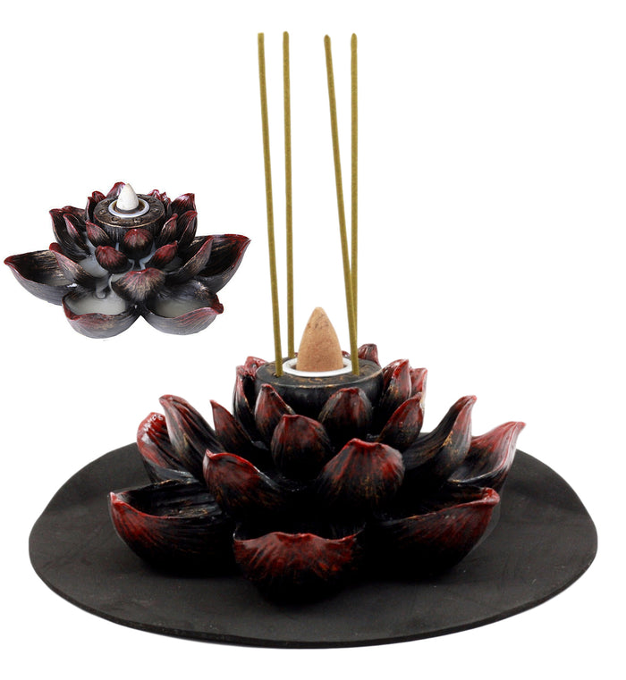 Ebros Gift Ebros Buddha Padma Lotus Incense Stick Backflow Cone Holder Burner Figurine